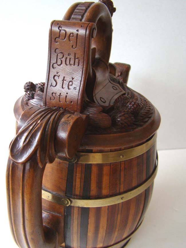 A RARE Northern European Carved Wooden Beer Jug circa 1800-1820 — image 3